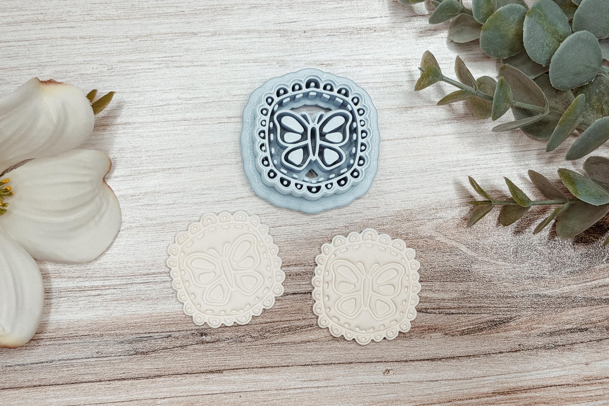 Clay Earring Cutter STL Brooke Butterfly Lace Scallop Frame Sharp Edge Polymer Clay Cutter for Boutique Handmade Statement Earrings