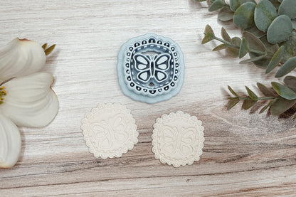 Clay Earring Cutter STL Brooke Butterfly Lace Scallop Frame Sharp Edge Polymer Clay Cutter for Boutique Handmade Statement Earrings