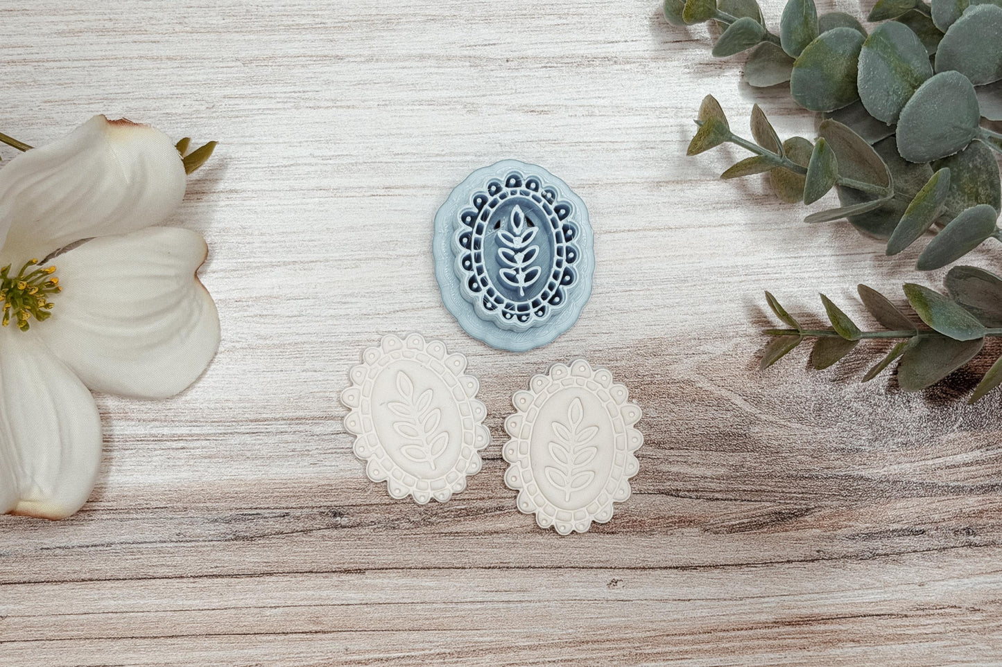 Clay Earring Cutter STL Vintage Botanical Cameo Scalloped Frame Sharp Edge Polymer Clay Cutter for Handmade Statement Earrings
