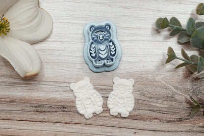 Clay Earring Cutter STL Folk Art Bear Sharp Edge Polymer Clay Cutter for Handmade Earrings Woodland Boutique Jewelry Makers