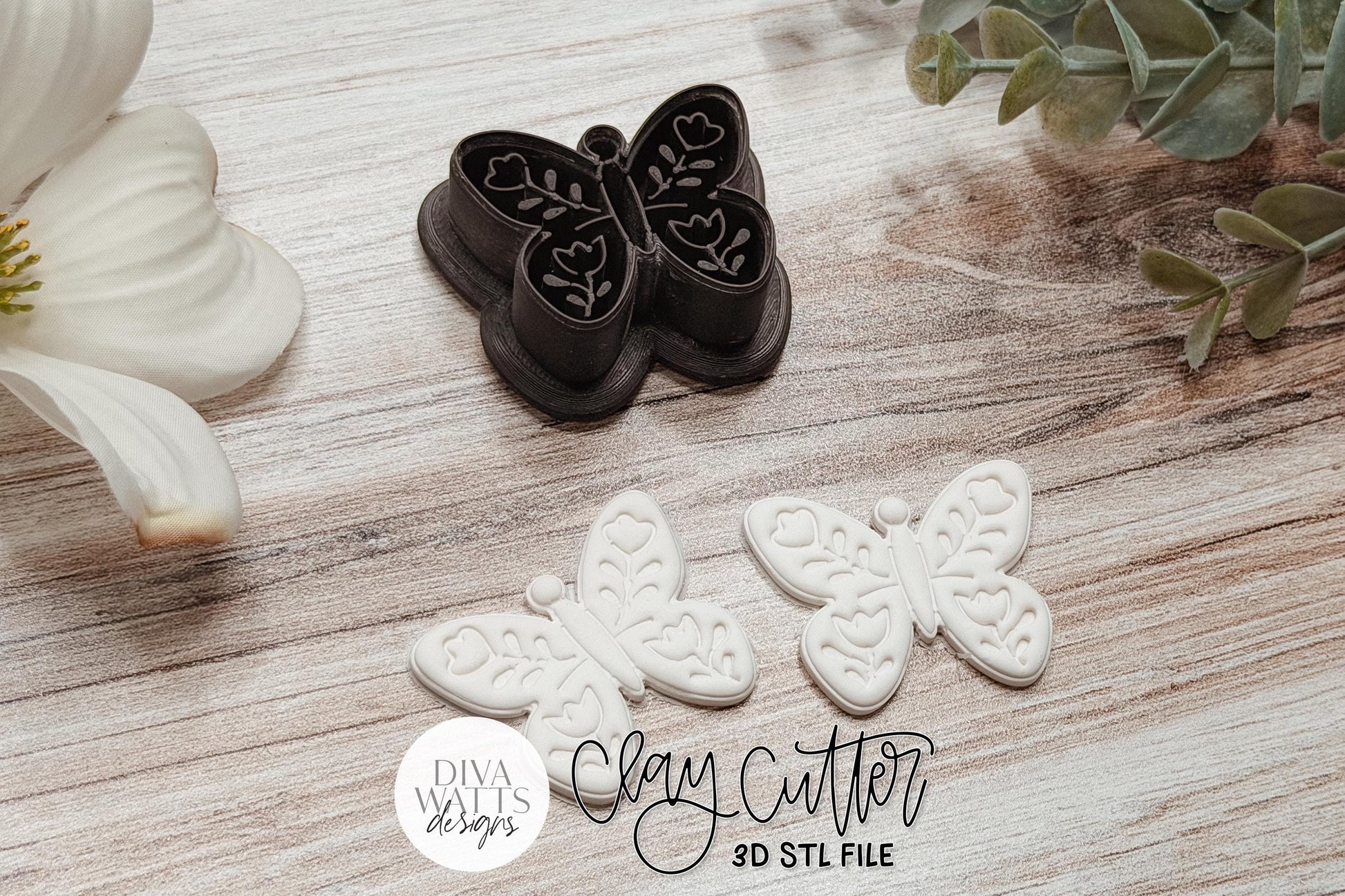 Clay Earring Cutter STL Folk Art Butterfly Sharp Edge Polymer Clay Cutter Set for Handmade Earrings Boutique Jewelry Two Sizes