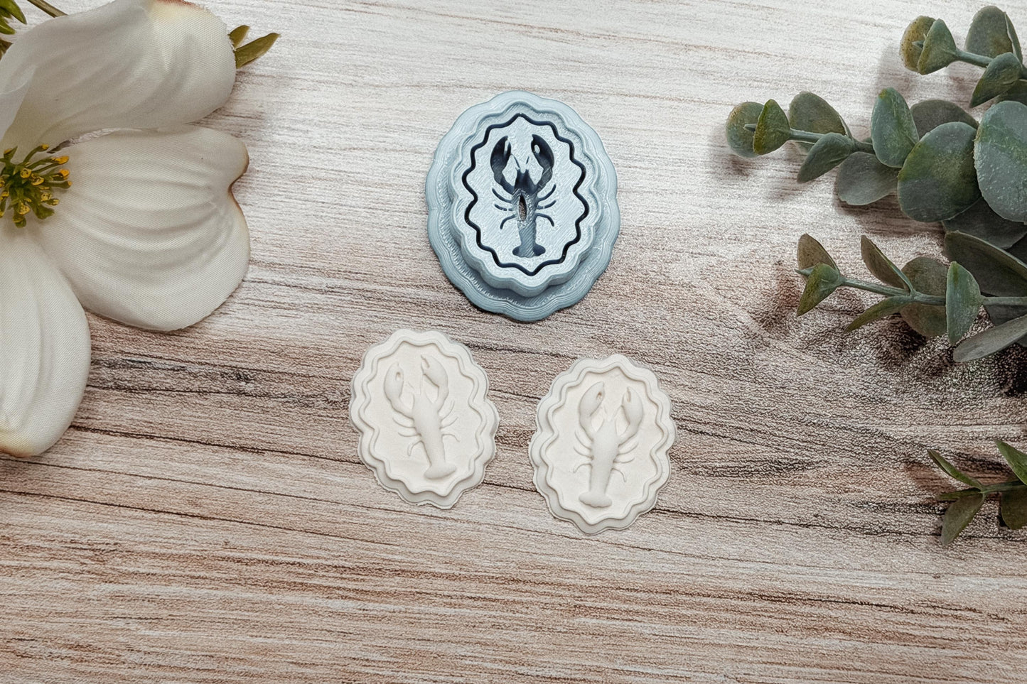 Clay Earring Cutter STL Lobster Scalloped Frame Full Press Sharp Edge Polymer Clay Cutter for Handmade Earrings Coastal Jewelry