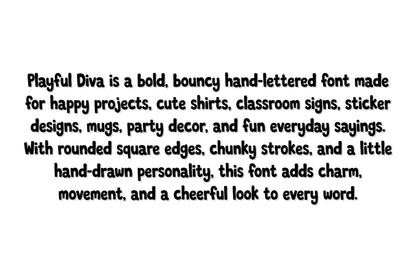 Playful Diva Font OTF, Hand Drawn Kids Font, Cute Display Typeface, Personal Use Font Download, Fun Craft Lettering Font