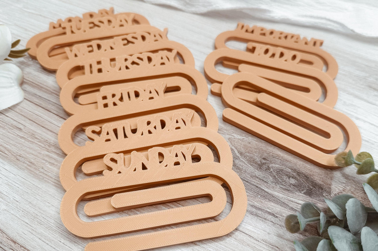 Paperclip STL Days of the Week Bookmark Set, Monday Through Sunday Paper Clip, Desk Organizer, Planner Accessory, Instant Download