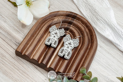 Digital SVG File for Woodland Fawn Dangle Earrings, Instant Download Featuring Large and Small Cottagecore Folk Art Deer Designs for Glowforge and xTool, Boutique-Style Forest Animal Earring Design by Diva Watts Designs