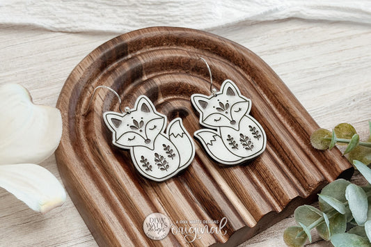 Digital SVG File for Laser Cut Woodland Fox Dangle Earrings, Instant Download for Glowforge and xTool, Boutique-Style Earring Design by Diva Watts Designs