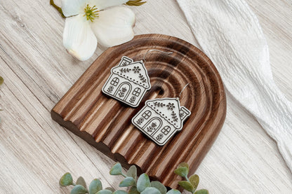 Laser Cut Earring SVG Cozy Cottage House Dangle Design Whimsical Floral Cottagecore Earrings for Boutique Handmade Jewelry Sellers