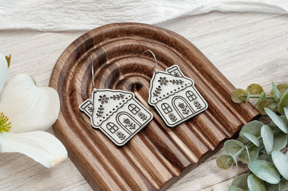 Laser Cut Earring SVG Cozy Cottage House Dangle Design Whimsical Floral Cottagecore Earrings for Boutique Handmade Jewelry Sellers
