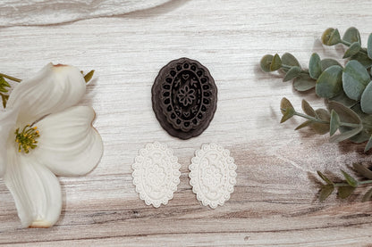 Clay Earring Cutter STL Scalloped Rose Plaque Sharp Edge Polymer Clay Cutter for Boutique Handmade Statement Earrings Floral Jewelry