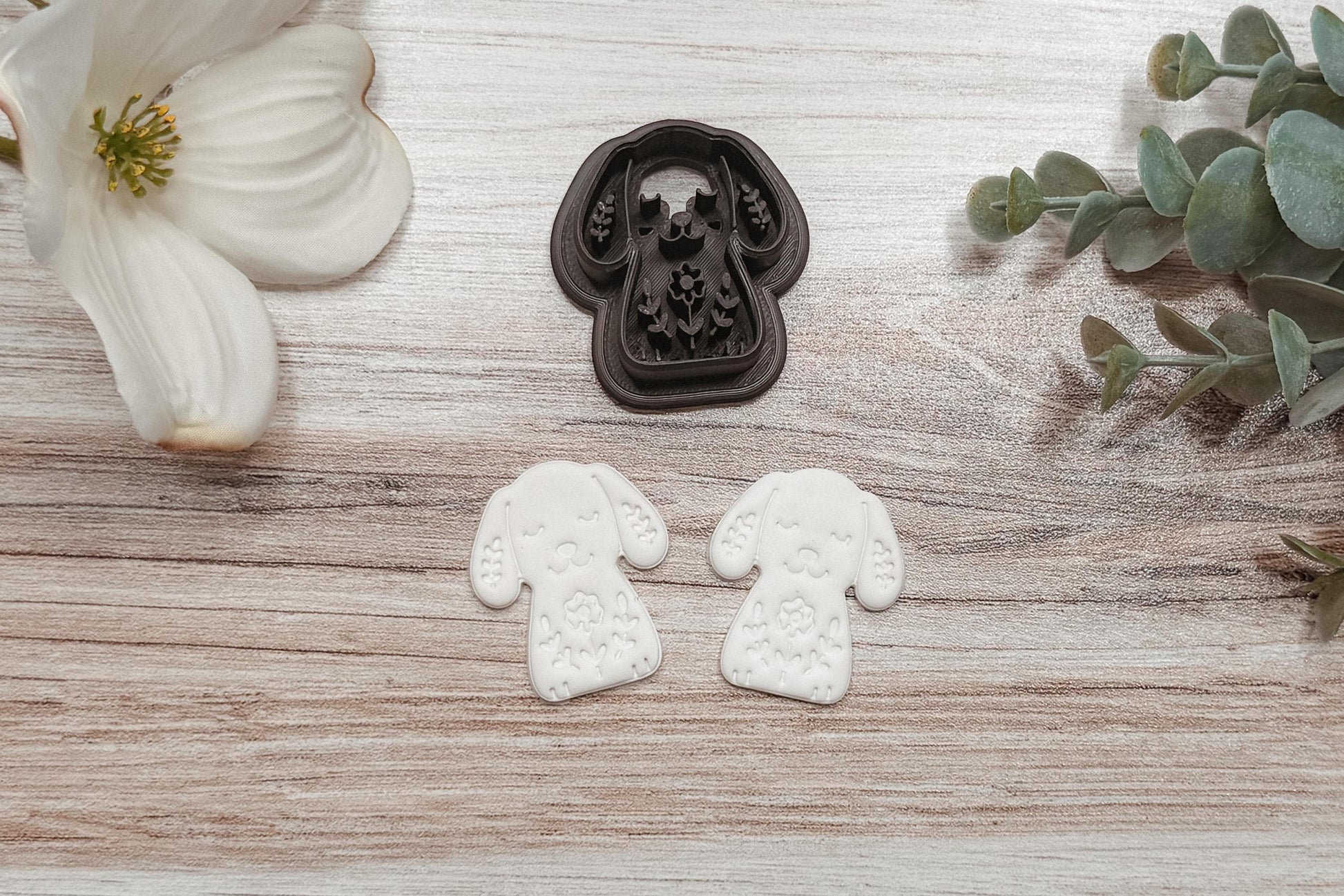 Clay Earring Cutter STL Floppy Ear Dog Sharp Edge Polymer Clay Cutter for Handmade Earrings Boutique Jewelry Cute Floral Puppy