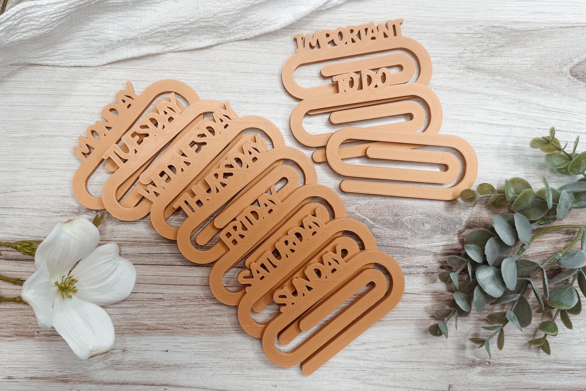 Paperclip STL Days of the Week Bookmark Set, Monday Through Sunday Paper Clip, Desk Organizer, Planner Accessory, Instant Download