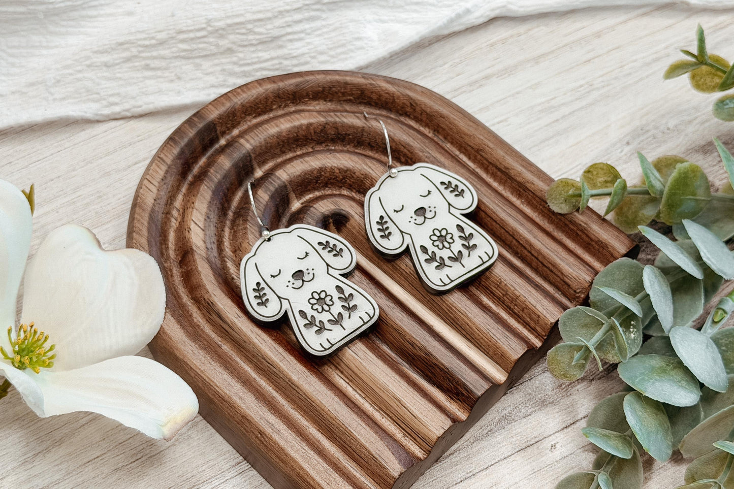 Laser Cut Earring SVG Woodland Deer Fawn Cottagecore Folk Art Dangle Earrings Includes Large and Small Sizes for Boutique Jewelry
