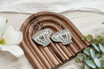 Laser Cut Earring SVG Teacup Dangle Design Cottagecore Tea Cup Earrings Whimsical Floral Jewelry for Boutique Handmade Sellers