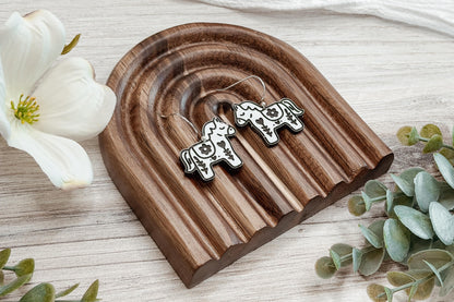 Laser Cut Earring SVG Folk Art Horse Cottagecore Floral Pony Dangle Design for Boutique Handmade Earring Sellers and Western Gifts