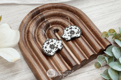 Digital SVG File for Laser Cut Floral Hedgehog Dangle Earrings, Instant Download, Cute Woodland Animal Boutique-Style Earring Design for Glowforge and xTool Makers