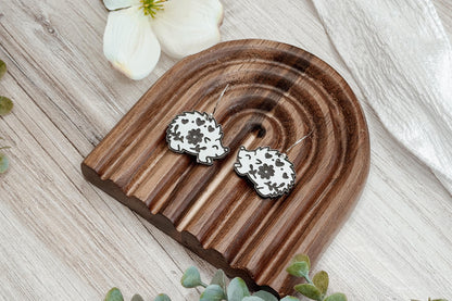 Laser Cut Earring SVG Floral Hedgehog Dangle Design Cute Woodland Animal Earrings for Boutique Inventory Handmade Gift Makers
