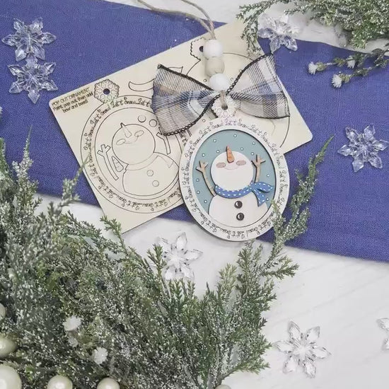 Let It Snow Snowman Ornament SVG File | Pop-Out Snowman Bar Ornament Design | DIY Party Laser Cut File | Snowman Ornament Laser SVG