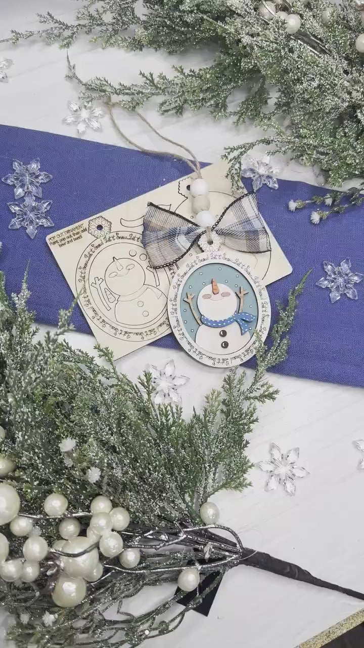 Let It Snow Snowman Ornament SVG File | Pop-Out Snowman Bar Ornament Design | DIY Party Laser Cut File | Snowman Ornament Laser SVG