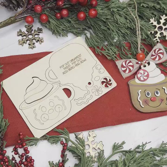 Gingerbread Cocoa Mug Ornament SVG | Pop-Out Laser Template | DIY Christmas Keepsake |  DIY Laser File | Ornament Bar Laser File