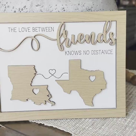 The Love Between Friends Knows No Distance SVG, Moving Gift SVG US States svg Custom Friends Gift svg All States svg Laser Cut File