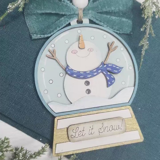 Snowman Ornament SVG Laser File | Let It Snow Globe Christmas Decoration | DIY Ornament Cut File | Pop Out Ornament svg | Ornament Bar svg