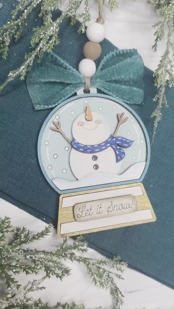 Snowman Ornament SVG Laser File | Let It Snow Globe Christmas Decoration | DIY Ornament Cut File | Pop Out Ornament svg | Ornament Bar svg