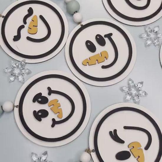 Snowman Face Ornament Laser Cut Files SVG | Christmas Snowman Ornament SVG Bundle | DIY Laser Snowman Ornaments for Glowforge & Xtool