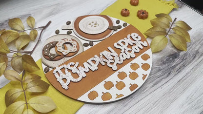 Pumpkin Spice Season Laser SVG | Fall Door Hanger SVG | Autumn Pumpkin Latte Decor | Laser Cut File