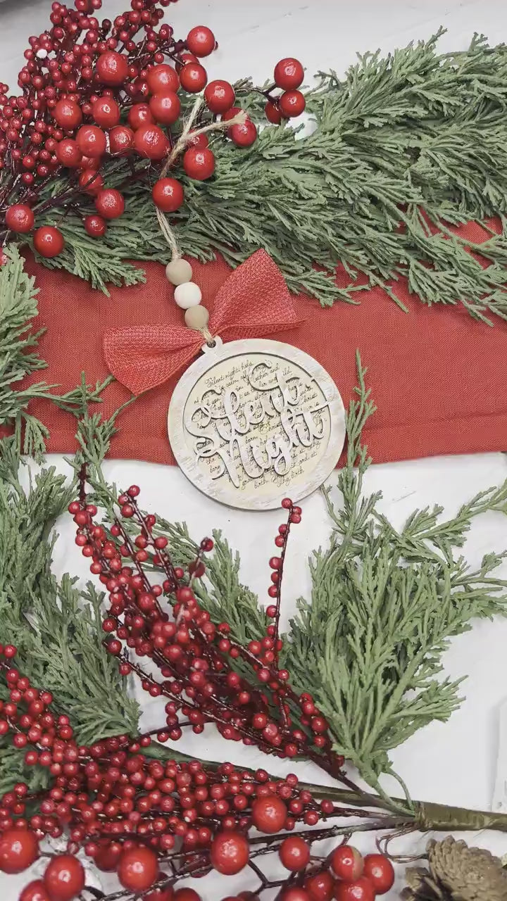 Silent Night Christmas Ornament SVG for Laser Cutting - Beautiful Christmas Carol Round Design | Laser Ornament SVG | Easy Ornament svg