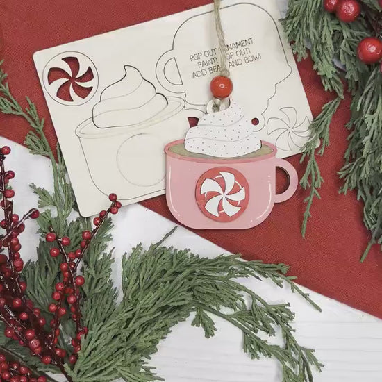 Peppermint Mug Ornament SVG | Pop-Out Laser Ornament File | DIY Christmas Craft |  DIY Laser File | Ornament Bar Laser File