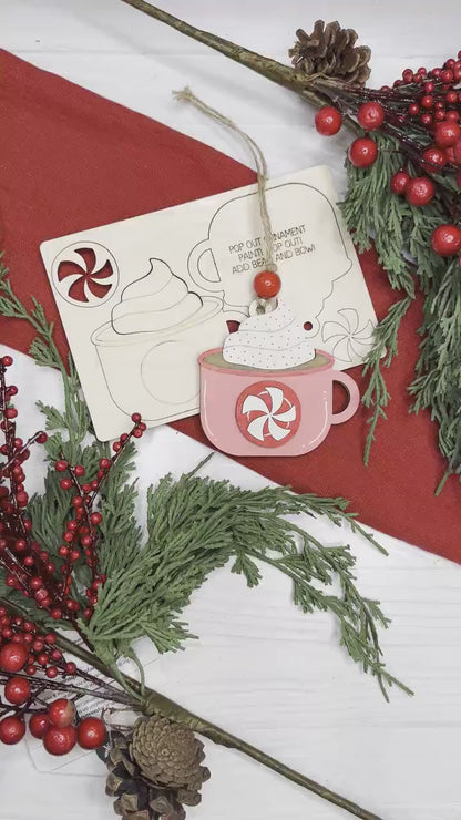 Peppermint Mug Ornament SVG | Pop-Out Laser Ornament File | DIY Christmas Craft |  DIY Laser File | Ornament Bar Laser File