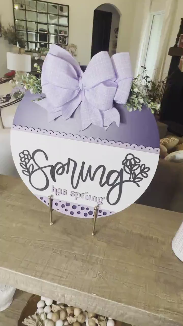 Spring Has Sprung SVG Laser Cut File, Floral Door Hanger Template, Round Spring Sign Design, Glowforge & Xtool Compatible
