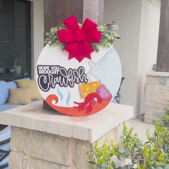 Hope You Brought Crawfish SVG | Boil Party Laser Cut File | Funny Cajun Door Hanger Sign | Crawfish Boil Sign for Xtool Glowforge Mudbug svg