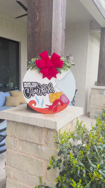 Hope You Brought Crawfish SVG | Boil Party Laser Cut File | Funny Cajun Door Hanger Sign | Crawfish Boil Sign for Xtool Glowforge Mudbug svg