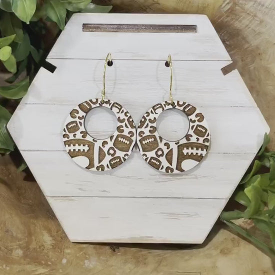 Football Leopard Print Drop Earrings Glowforge SVG | Sports Earring Design