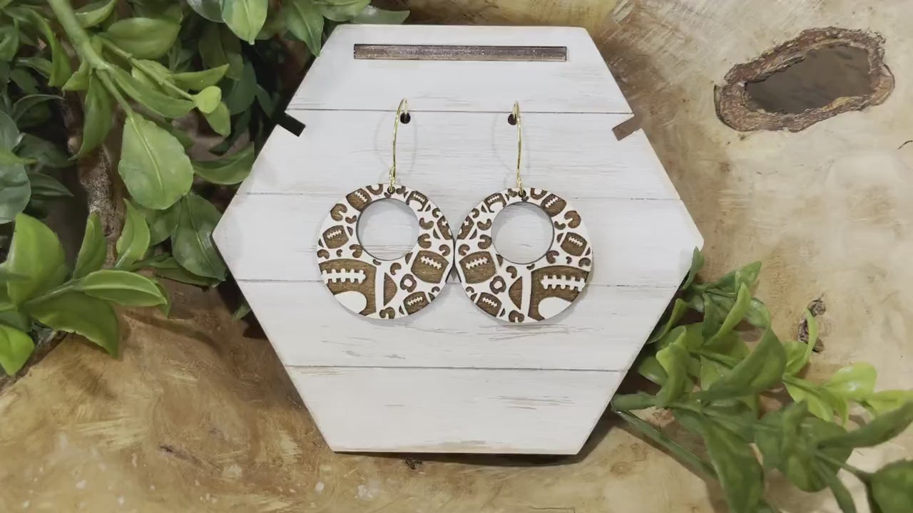 Football Leopard Print Drop Earrings Glowforge SVG | Sports Earring Design