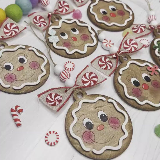 Gingerbread Ornament SVG Bundle - Cute Christmas Gingerbread Face Laser Cut Files, Holiday Decor for Laser Engraving