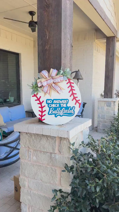 Baseball Door Hanger SVG Laser File | No Answer Check the Ballfield Sign | 3D Layered Laser Cut File | Xtool Glowforge Cut File Round Sign