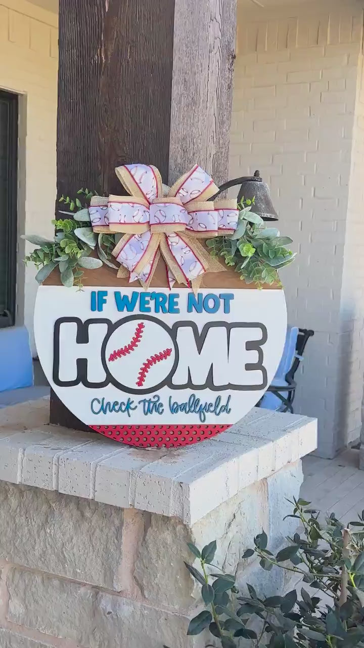 Baseball Home Sign SVG, Sports Door Hanger Laser Cut File, If We’re Not Home Check the Ballfield, 3D Layered Sign, Glowforge, Xtool, Omtech
