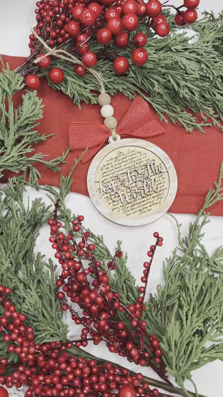 Joy to the World Christmas Ornament SVG for Laser Cutting - Beautiful Christmas Carol Round Design | Laser Ornament SVG | Easy Ornament svg