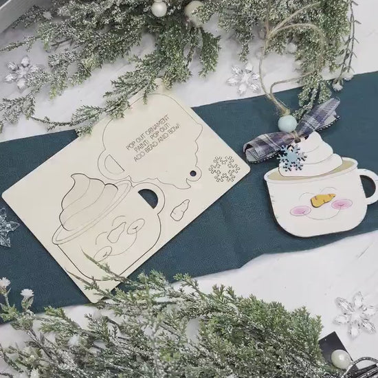 Snowman Cocoa Mug Ornament SVG | Pop-Out Laser Template | DIY Christmas Keepsake |  DIY Laser File | Ornament Bar Laser File