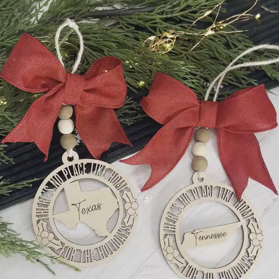 All 50 States Christmas Ornament SVG Laser Cut File | There's No Place Like Home | State Shape Ornament | Laser Ready Holiday Decor SVG