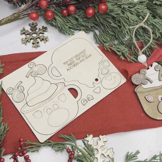 Snowman Cocoa Mug Ornament SVG | Pop-Out Laser Template | DIY Christmas Keepsake |  DIY Laser File | Ornament Bar Laser File