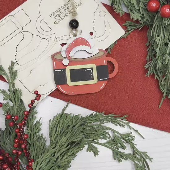 Santa Mug Ornament SVG | Pop-Out Laser Ornament File | Christmas DIY Party Project |  DIY Laser File | Ornament Bar Laser File
