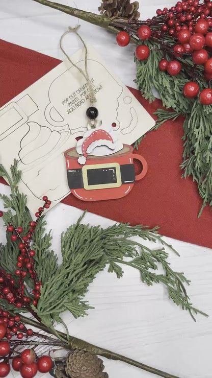 Santa Mug Ornament SVG | Pop-Out Laser Ornament File | Christmas DIY Party Project |  DIY Laser File | Ornament Bar Laser File
