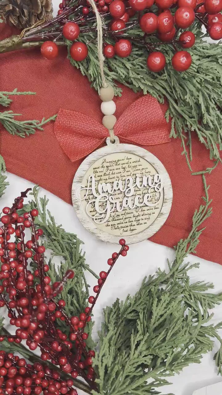 Amazing Grace Christmas Ornament SVG for Laser Cutting - Beautiful Hymn Design | Laser Ornament SVG | Easy Ornament svg