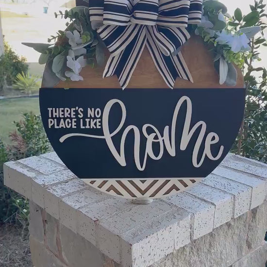 There’s No Place Like Home Round Door Hanger SVG – Laser Cut File for Wood Signs, DIY Home Decor Template, Glowforge | Geometric Door Hanger