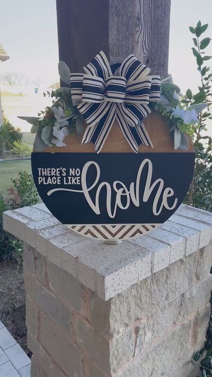 There’s No Place Like Home Round Door Hanger SVG – Laser Cut File for Wood Signs, DIY Home Decor Template, Glowforge | Geometric Door Hanger
