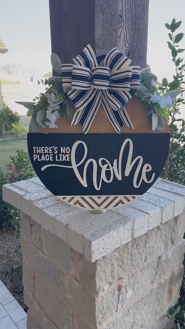 There’s No Place Like Home Round Door Hanger SVG – Laser Cut File for Wood Signs, DIY Home Decor Template, Glowforge | Geometric Door Hanger