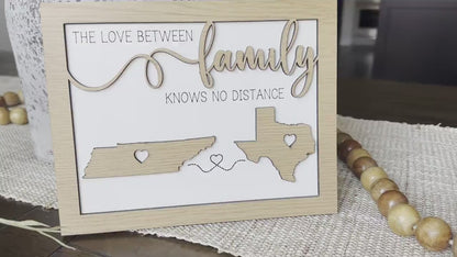 The Love Between Family Knows No Distance SVG, Moving Gift SVG US States svg Custom Family Gift svg All States svg Laser Cut File
